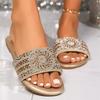 Модные серебристые блестящие хрустальные шлепанцы для женщин больших размеров, легкие удобные шлепанцы на платформе, женские 2025 лето, нескользящая пляжная обувь