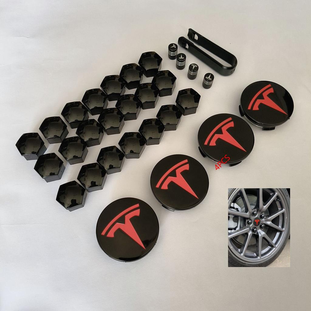 26PCS 30PCS Wheel Centerfor Tesla Model 3 Model Y 2025 Model Y Juniper Car Hub Decorative Caps Badge Lug Nut Protective Cover