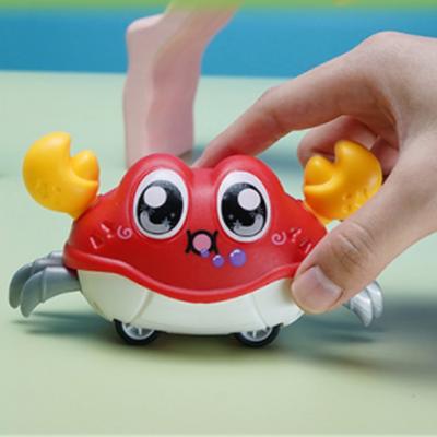 Игрушка-краб для детей с механизмом оттягивания Интерактивная игрушка для лежания на животе Мультяшное животное Милый ползающий краб Игрушка для малыша