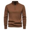 Stand-up Sweater Men's Solid Color Half-Zip Warm Winter Stand Collar Knit Sweater Plus Size