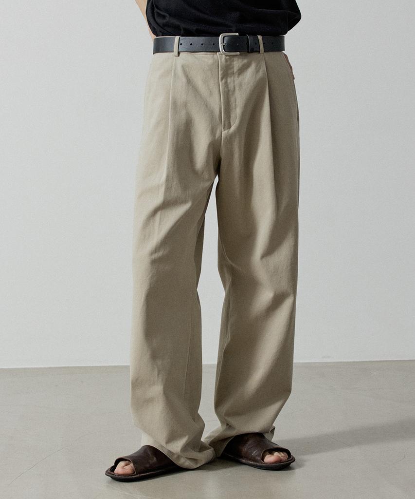 ASP Wide Cotton Chino Pants - Beige