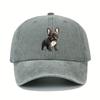 Retro washed baseball cap with French bulldog pattern, suitable for both men and women, dad hat