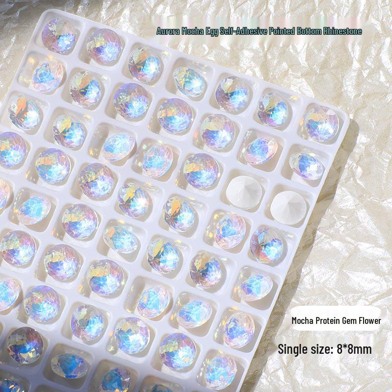 Нейл-арт Мокко Аврора: 3D Блестящие Хрустальные Украшения для Потрясающего Синего Светового Декора