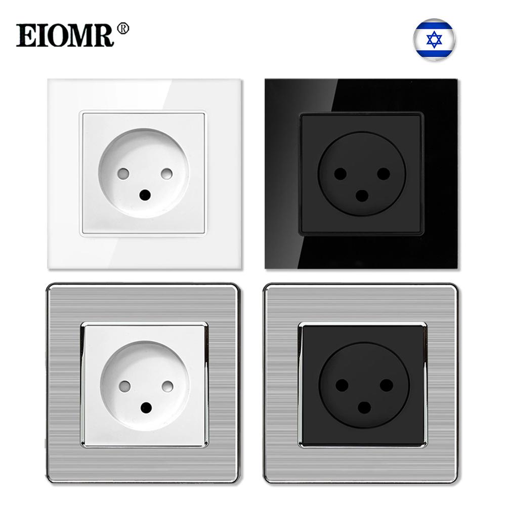 Розетка стандартная для Израиля EIOMR, Размер 86мм*86мм Белый Черный Настенная розетка, AC 100~250V 16A 3-контактная розетка для Израиля для дома и офиса