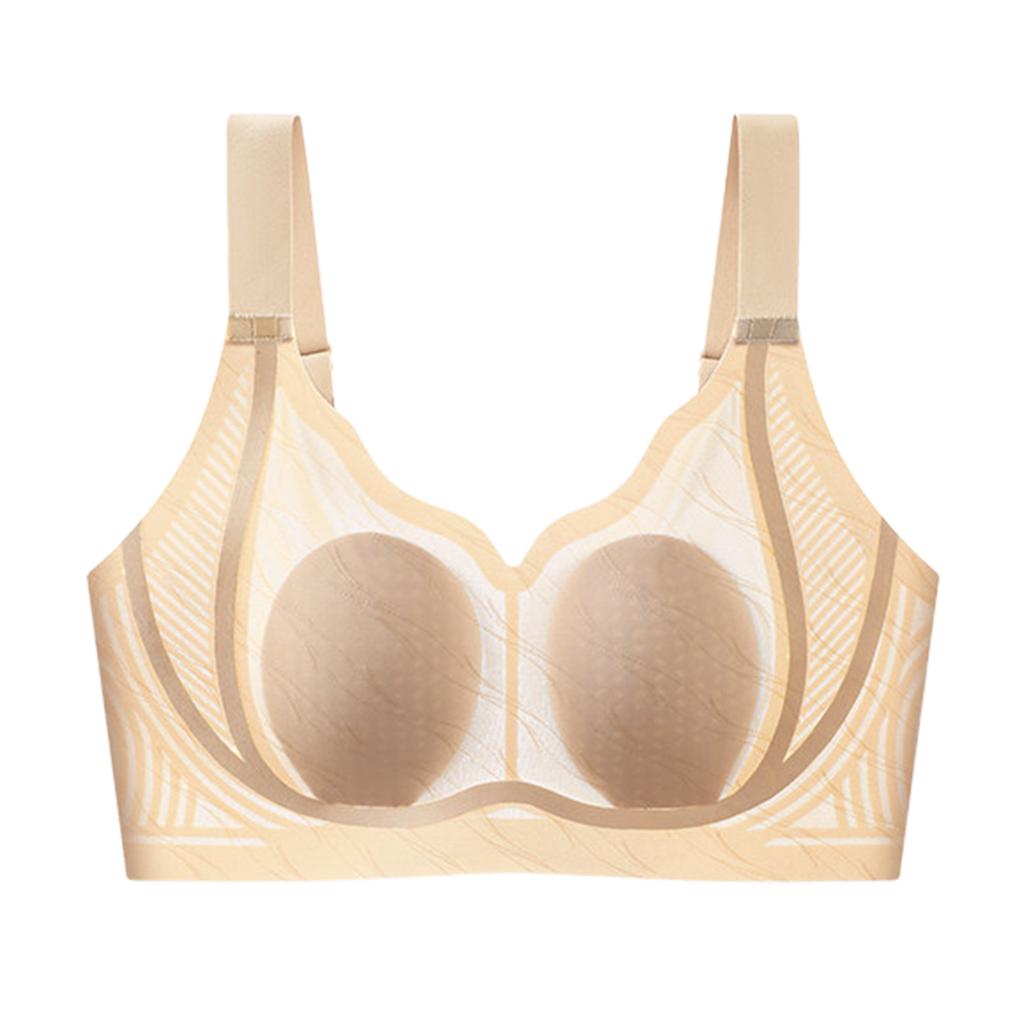 Liquid foundation underwear women's summer thin full cup large chest small anti-sagging skin tone non-marking invisible back bra cover