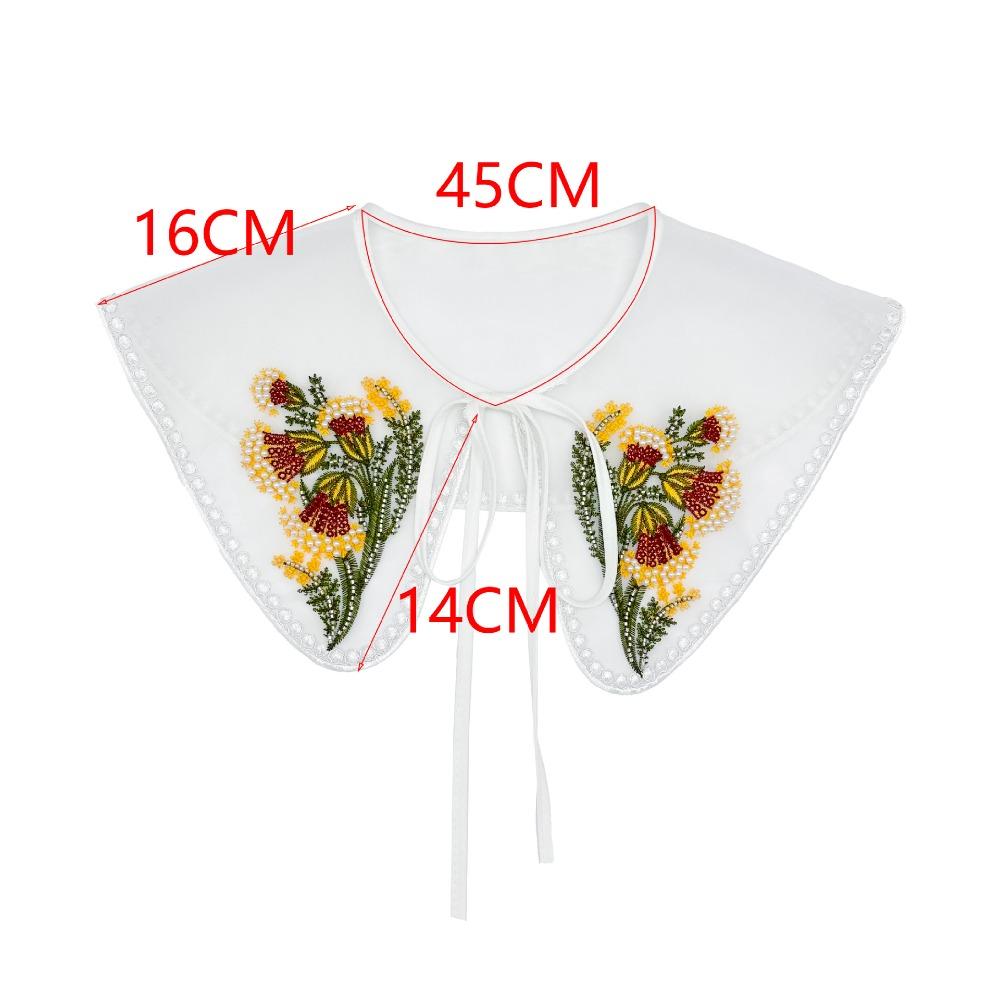 Ethnic Style Women's Lace Collar Colorful Embroidered Beaded Dress Blouse Decor Detachable Shirt