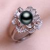 seniko Natural Freshwater Pearl Rings For Women Fashion Female Cubic Zirconia CZ Flower Ring Pearl Jewelry Adjustable Ring