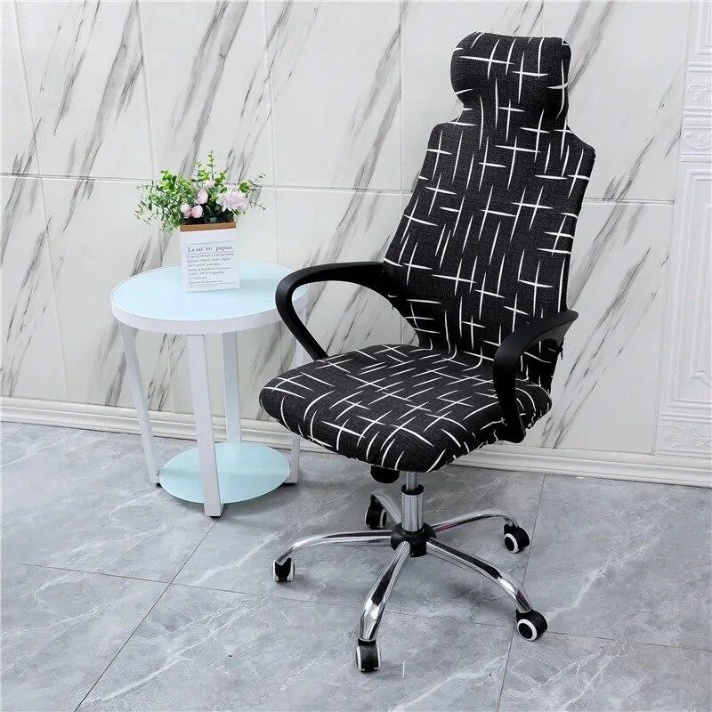 Stretch Game Chair Cover with Headrest for Office Internet Cafe Computer Armrest Gaming Chair Covers Printed Fabric Seat Case