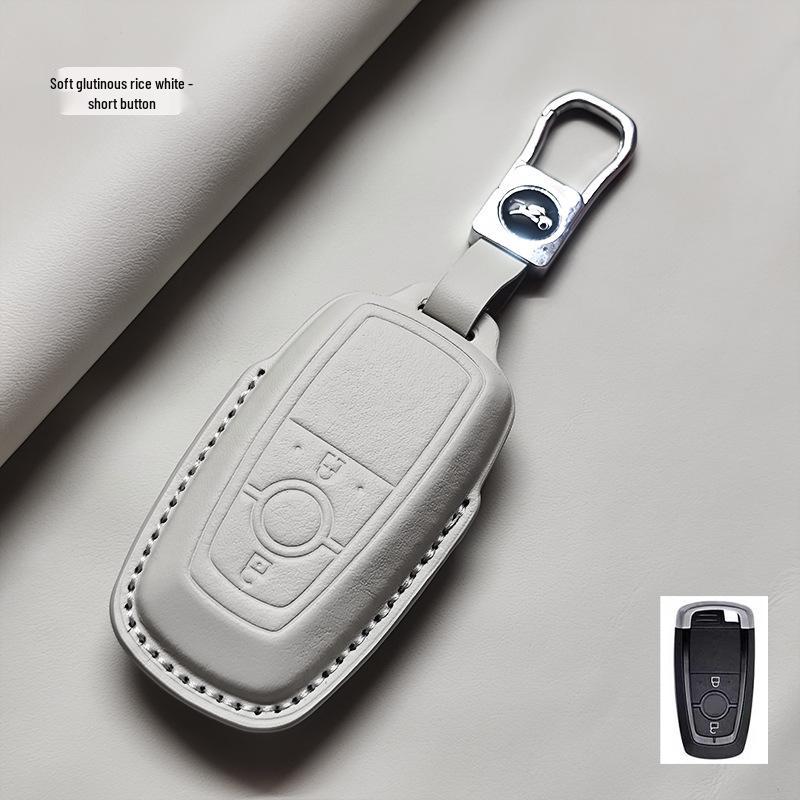 Genuine Leather Key Case for Ford Focus, Mondeo, Edge, Escort, Explorer, and Raptor.
