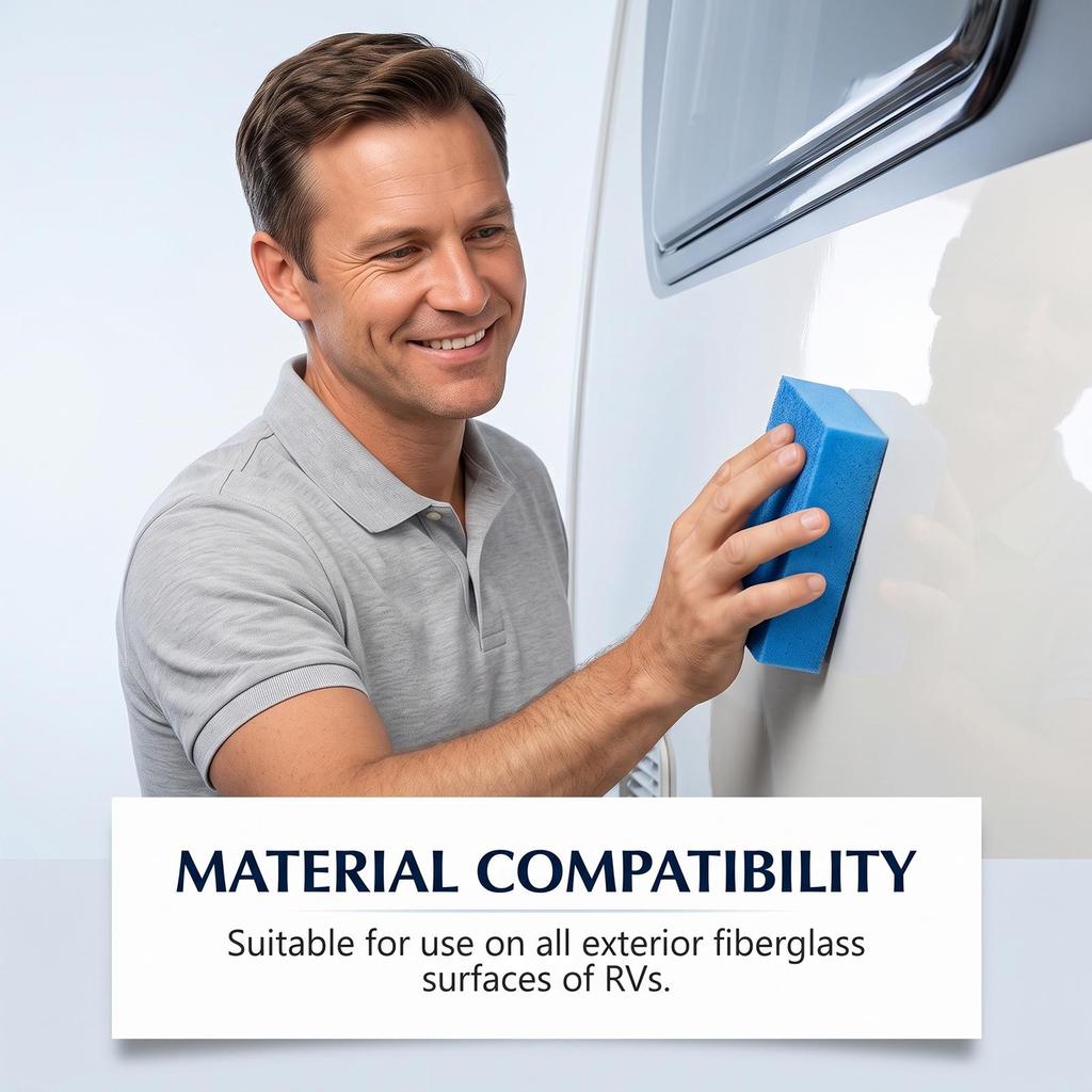 Glossing agent for RV fiberglass shell, brightens and protects against UV, dust and dirt, suitable for RVs. Glossing agent