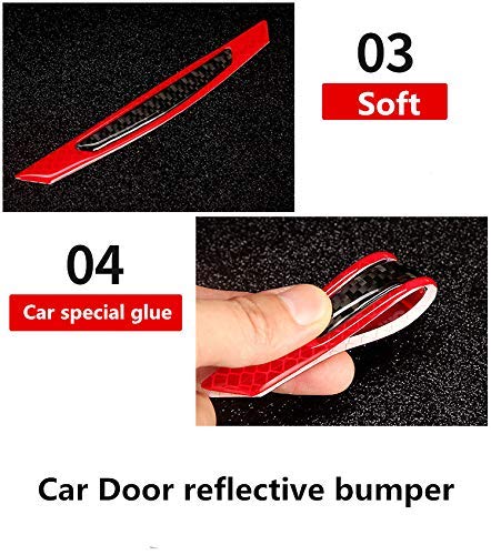 ZYTC 4Pcs 3D Super Red Reflective Sticker Black Real Carbon