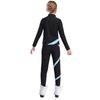 Girls Sparkle Star Long Sleeve Zipper Top with Colorblock Leggings for Figure Skating Gymnastics Dance Training
