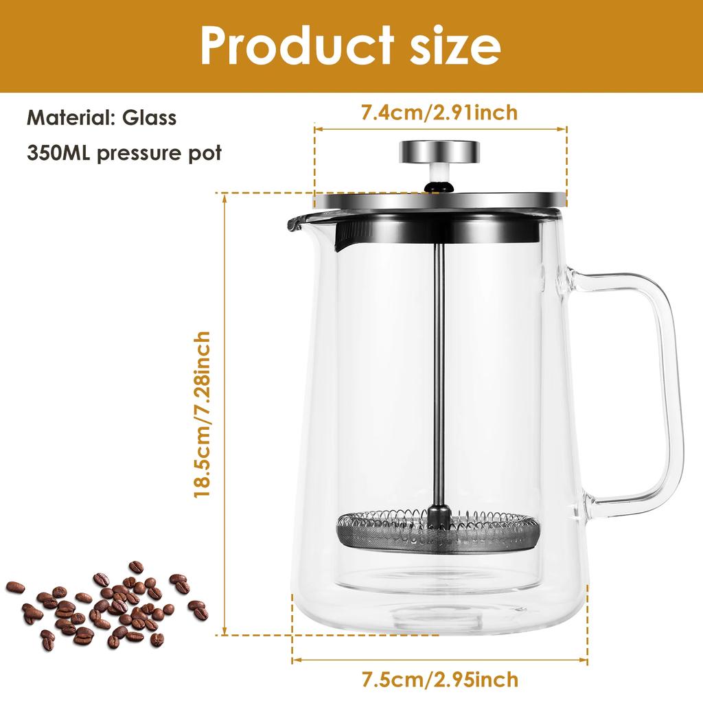 French Press Coffee Maker 350/650/1000ml Glass French Press Espresso Pot Percolator Coffee Brewer With Filtration Coffee Maker