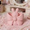 3D-печатная фигурка кролика, Розовая фигурка кролика, Милая, с бантом и обнимающейся позой, Настольный декор для матовой отделки, Домашний офис, Мини-подставка для хранения