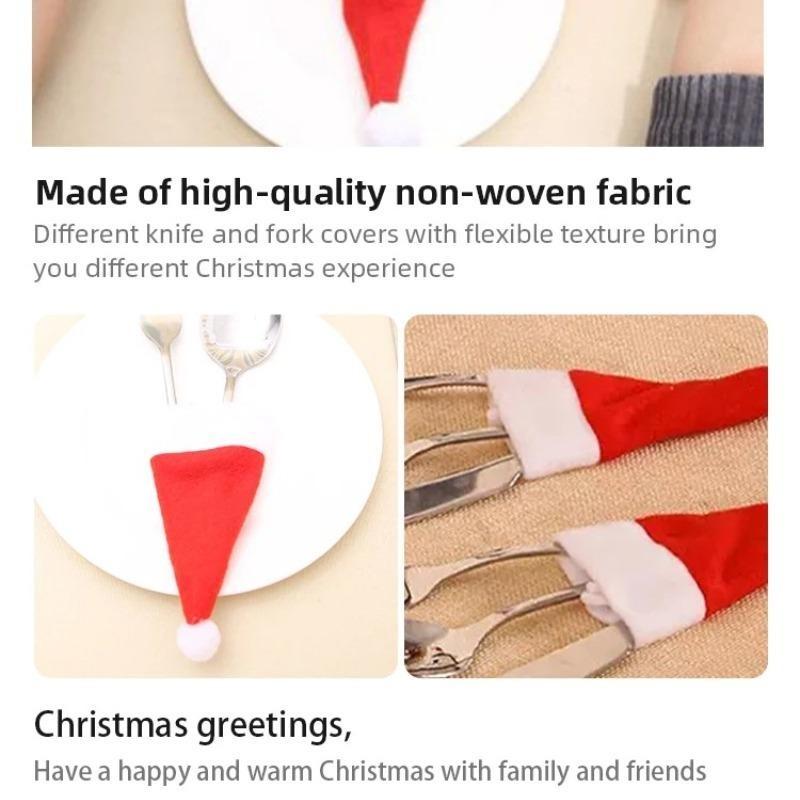 1/3/5/10/20/50/100 шт. Рождественское украшение, держатель для столовых приборов, мешочек, рождественская шляпа, мешочек для вилки, ножа, столовых приборов, рождественское украшение для дома, кухни, орнамент, Навидад, Новый год