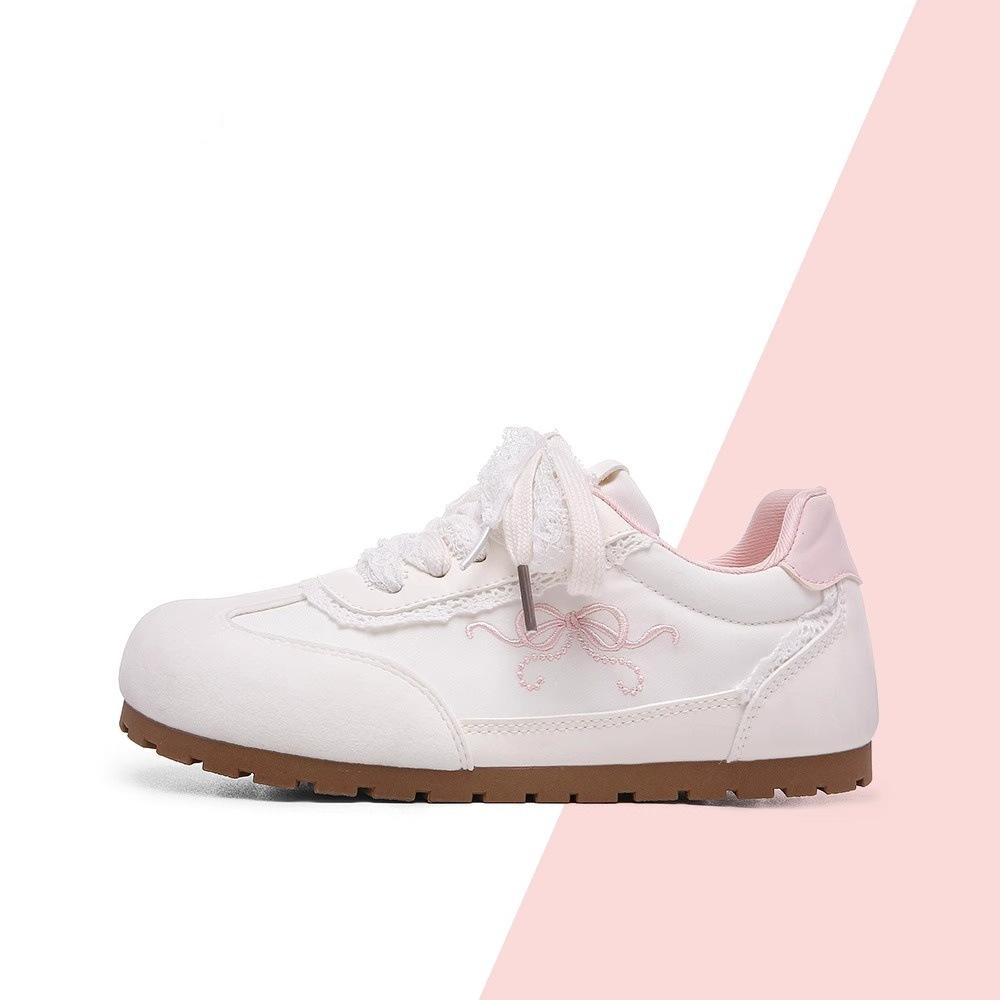 Туфли для моральной подготовки в балетном стиле женские 2025 лето новый милый стиль кружево бант белые туфли повседневные спортивные туфли Форреста Гампа