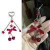 Lovely Cherry Pendent Bowknot Keychain For Women Creative Decors Keyring Lover for Hangbag Y2K Key Holder Bag Charm