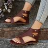 Sales New Openwork Open Toe Back Zipper Flat Sandals for Women Cross-border Large Size Vintage Sandals Roman Shoes