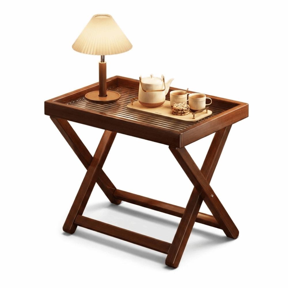 Sturdy Base Wooden Small Table Quick Setup Stable Foldable Coffee Table Compact Portable Folding Sofa Table Home Living Room