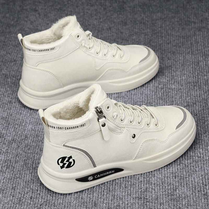 Мужские высокие ботинки зима британский стиль повседневные кожаные ботинки мужские бархатные полувысокие кеды теплые хлопковые ботинки ботинки Мартин кеды