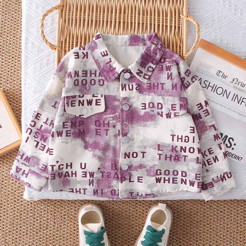 Комплект-тройка с длинным рукавом для мальчиков, Детский комплект с рубашкой-курткой с полной буквенной печатью, 0-5 лет, Детский повседневный комплект