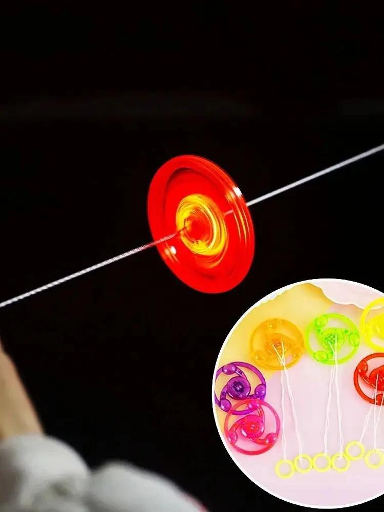 10Pcs Fun Hand Pulled LED Light Up Unique Glowing Flywheel Party Small Gifts for Friends New Year Halloween Gifts Home Decor