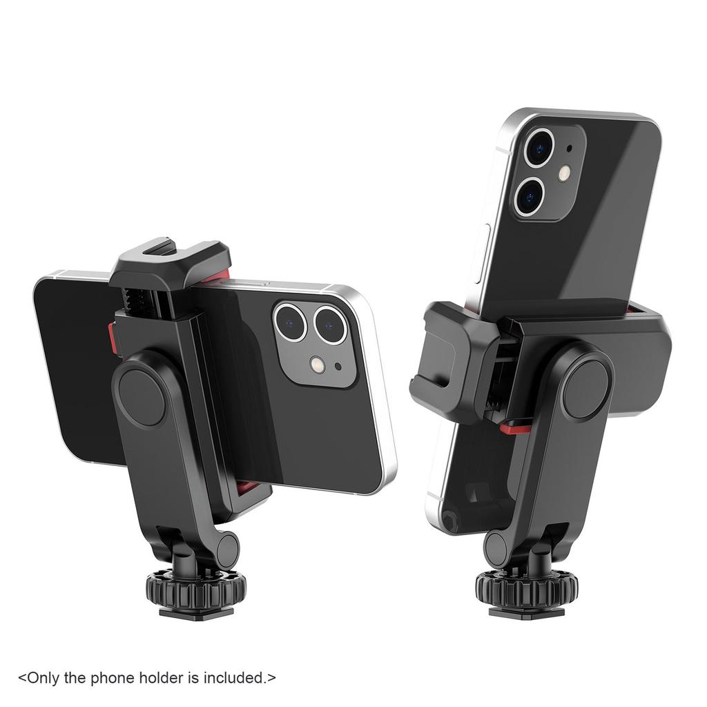 Multi-functional Phone Holder Clamp Phone Tripod Mount 360° Rotatable with Dual Cold Shoe Mounts for Smartphone Vlog