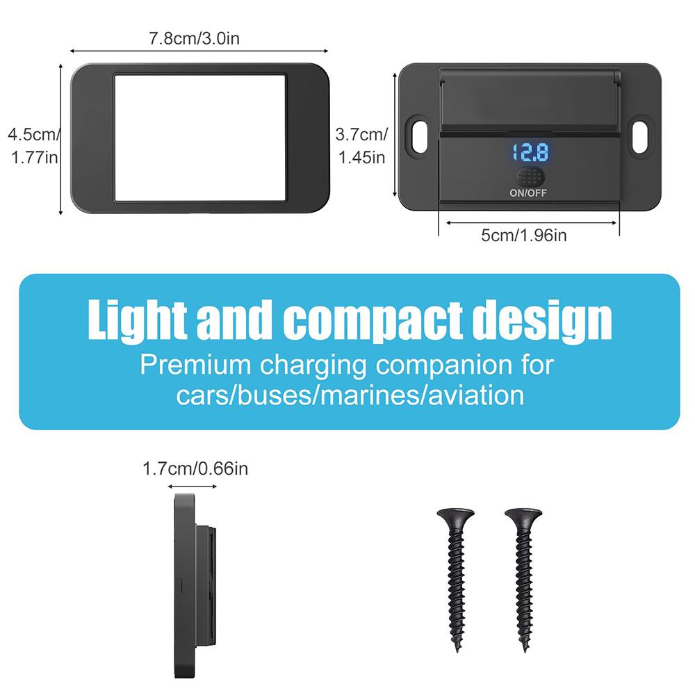 Автомобильное зарядное устройство с 4 портами Dual PD Dual QC 3.0 USB с переключателем, 96 Вт, разъем для быстрой зарядки, USB-питание для 12 В/24 В автомобиля, лодки, автобуса, автофургона, грузовика