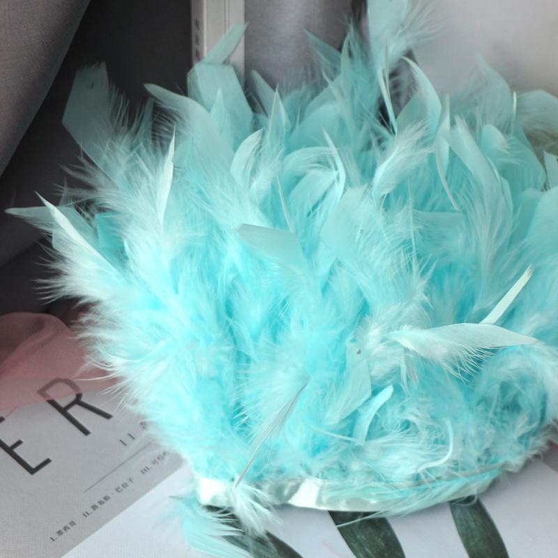 Long Turkey Fur Feather Cloth Strips Fire Edge Stage Performance Clothing Accessories Skirt Diy Decorative Materials