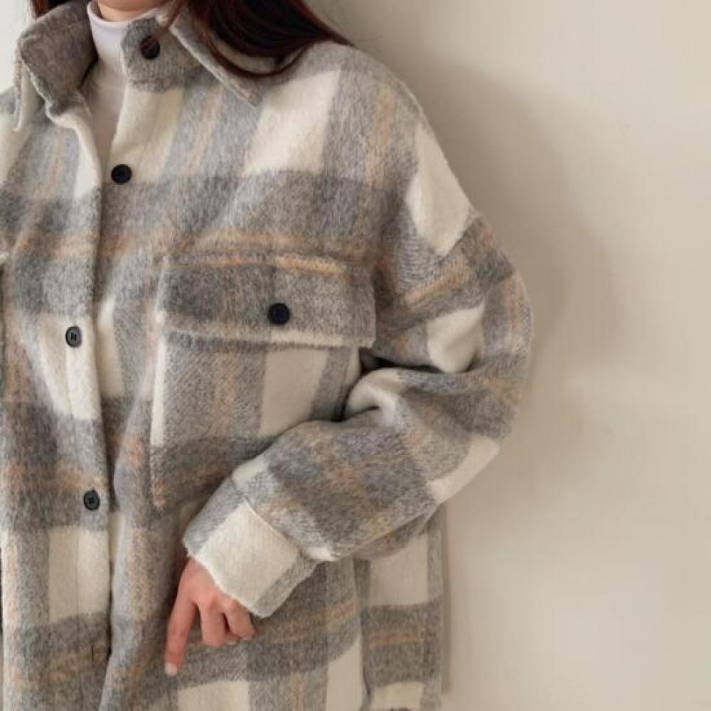 New Arrivals Open Run Boyfit Check Shirt Jacket Fleece