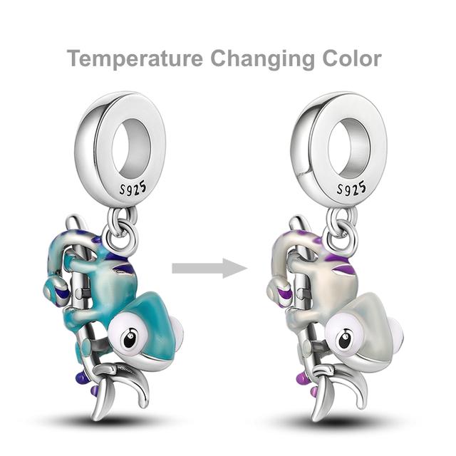 Серебро 925 пробы, изменение цвета, подвески-хамелеоны, бусины, светлячок, бабочка, панголин, кошка, висячие браслеты, ожерелье, ювелирные изделия своими руками