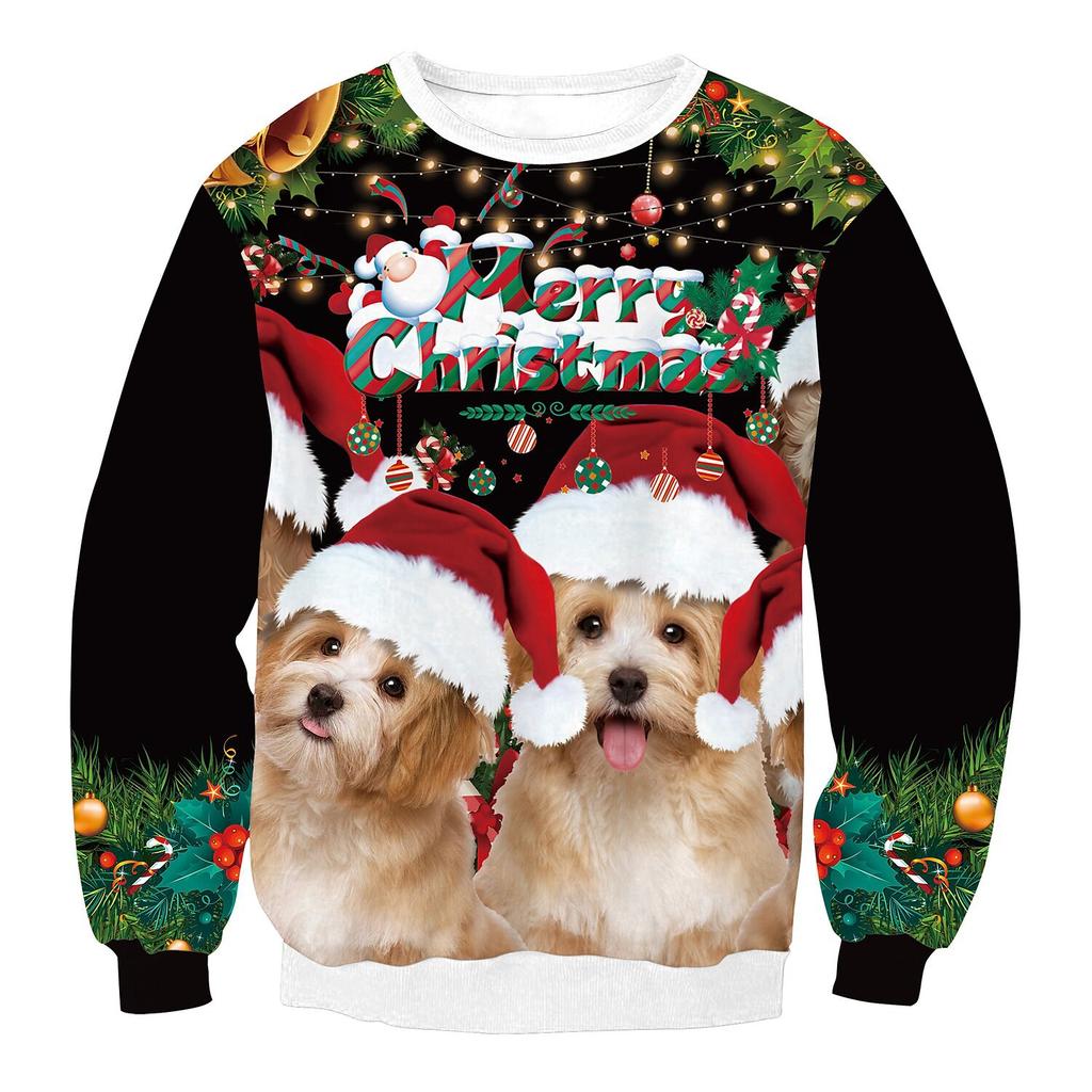 Autumn 3D Christmas Dog Printed Sweatshirts Fashionable Casual Sports Long Sleeved Men's and Women's Unisex Sweatshirts