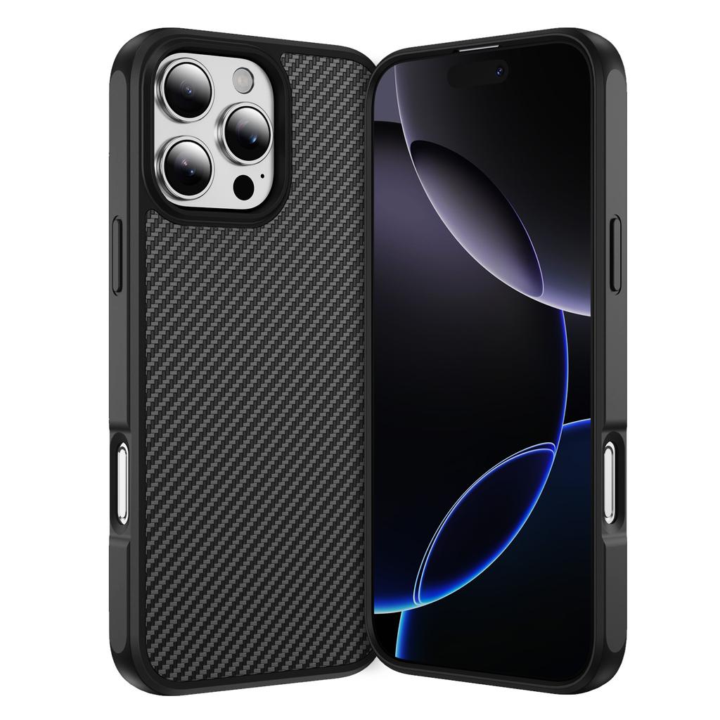 Матовый бампер с текстурой карбона для iPhone 17 Air 16 16E 15 14 13 Plus Pro Max, тонкий, с военной защитой, жесткая задняя крышка