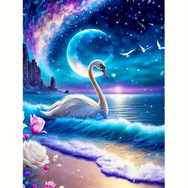5D Diamond Painting Animal Swan DIY Full Mosaic Rose Embroidery Creative Hobbies Wall Decor 30x40cm/12x16inch