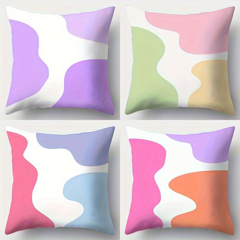 pcs Pastel Wavy Abstract Throw Pillow Covers Soft Macaron Color Block Wave Print Cushion Cases Modern Minimalist Home Decor
