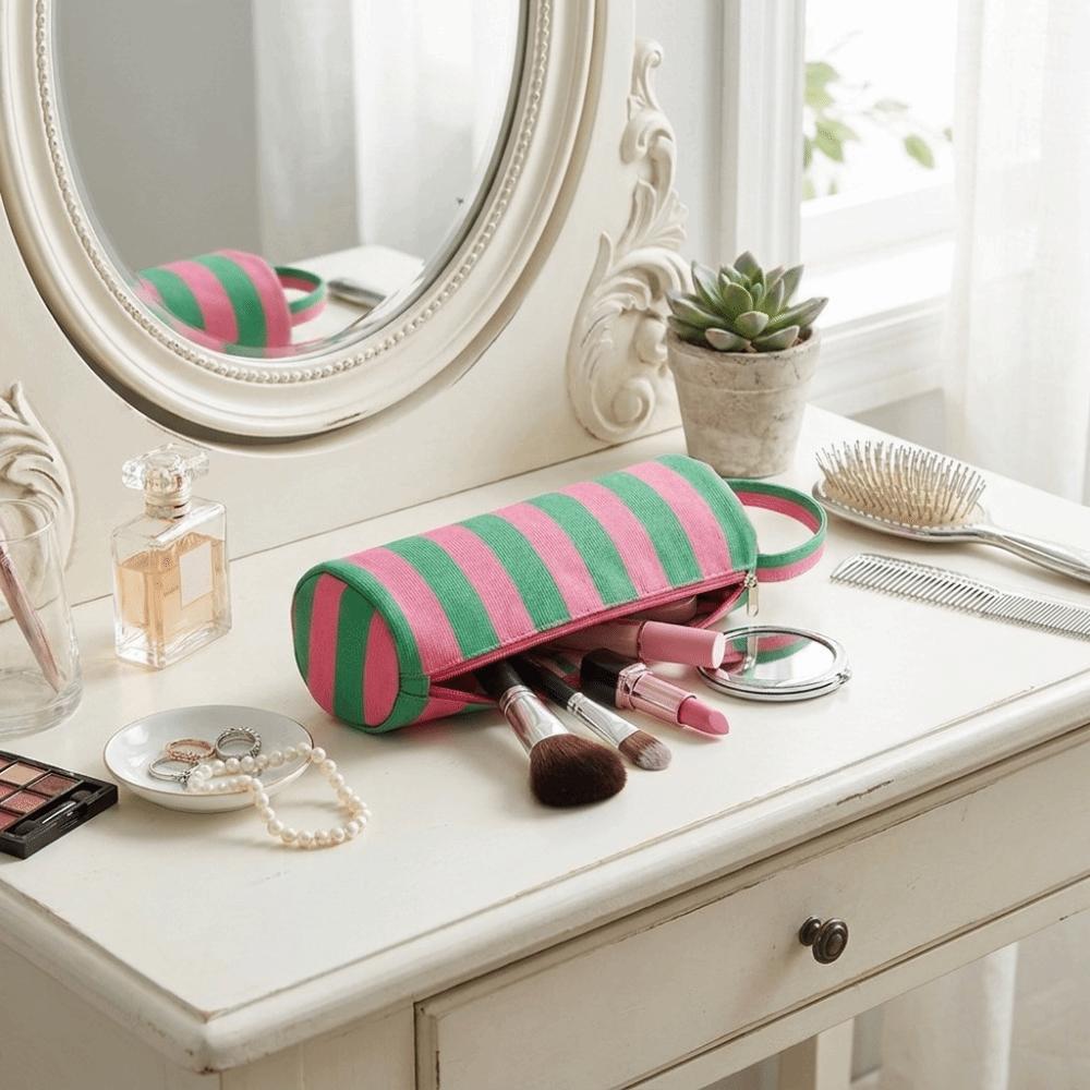 Large Capacity Hair Dryer Storage Bag Stripe Design Makeup Bag Hair Tool Organizer Pouch Home Use