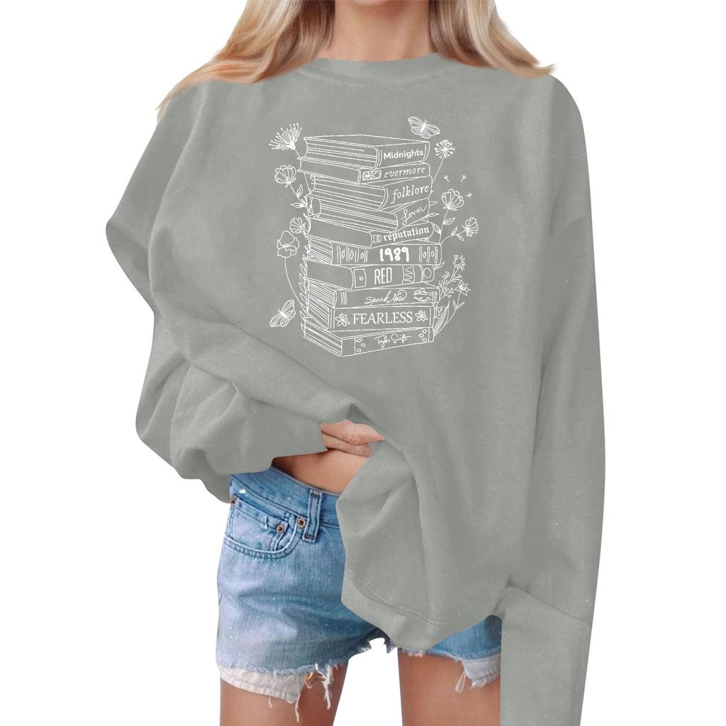 Женские повседневные модные толстовки с длинным рукавом и круглым вырезом с принтом, пуловер, топ