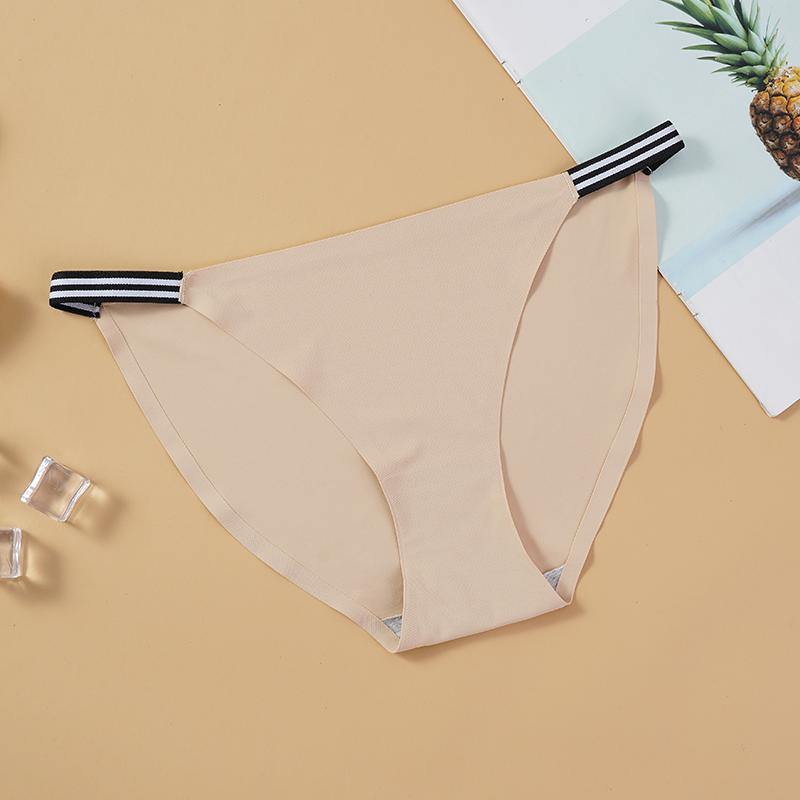 Модные бесшовные трусики, женские трусы с низкой посадкой, удобные трусы, полосатый пояс, ледяной шелк, сексуальное женское нижнее белье, нижнее белье