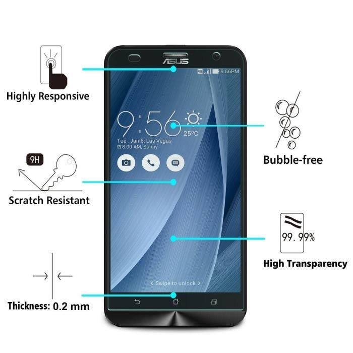 Verre Trempe Asus Zenfone 2 LASER ZE500KL - [Pack 2] Film Vitre Protection Ecran Ultra Resistant [Phonillico®]