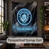Wall Tapestry Manchester City Print Custom Name Text Wall Hanging Home Decor