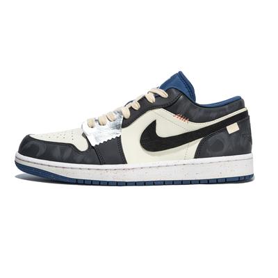 Air Jordan 1 Ношение Парчи Ночью Нескользящие Износостойкие Низкие Винтажные Баскетбольные Кроссовки Мужские 553558-414(team246-)