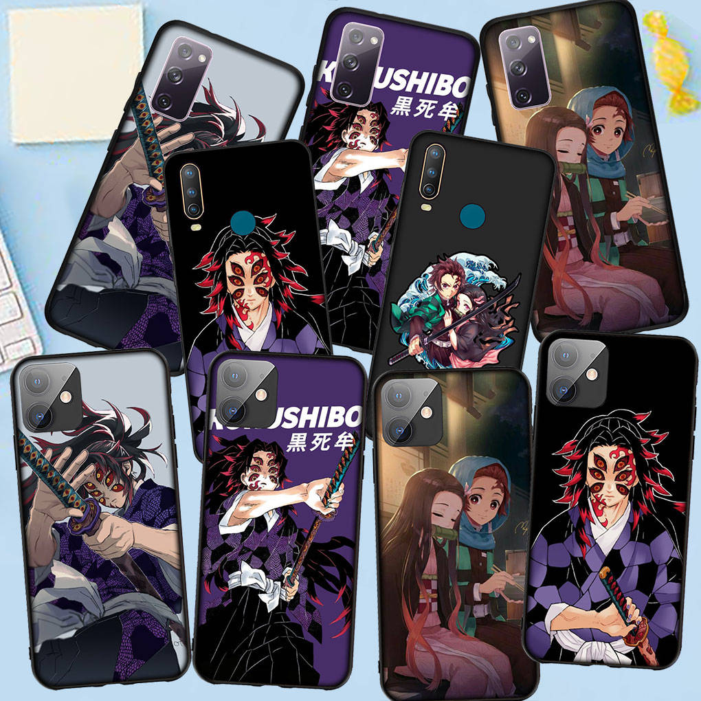 Чехол для телефона Samsung Galaxy S25 S24 S23 iPhone 16 15 Xiaomi Redmi Note 14 13 12 16E X 11 Pro OPPO Moto Huawei Kokushibo Nezuko Demon Slayer Tanjirou