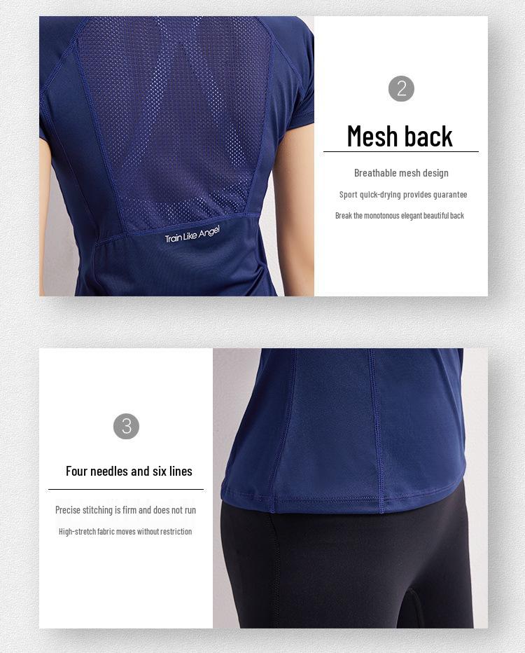 Women's Quick-Dry Mesh Yoga T-Shirt - Slimming, Breathable Summer Fitness Wear