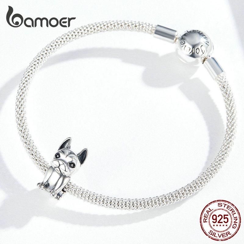 BAMOER 925 Sterling Silver A Dog 's Story Poodle Puppy French Bulldog Beads Charm Fit Bracelet