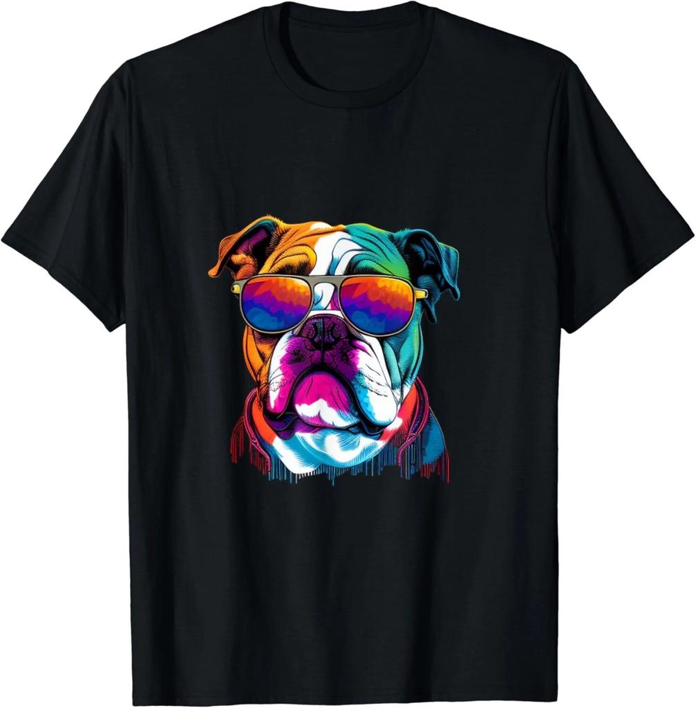 Funny multicolor English Bulldog Face Dogs Lovers Gift Unisex T-Shirt