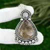 925 Sterling Silver Pear Smoky Quartz Stone Bezel Mother Trendy Pendant Jewelry
