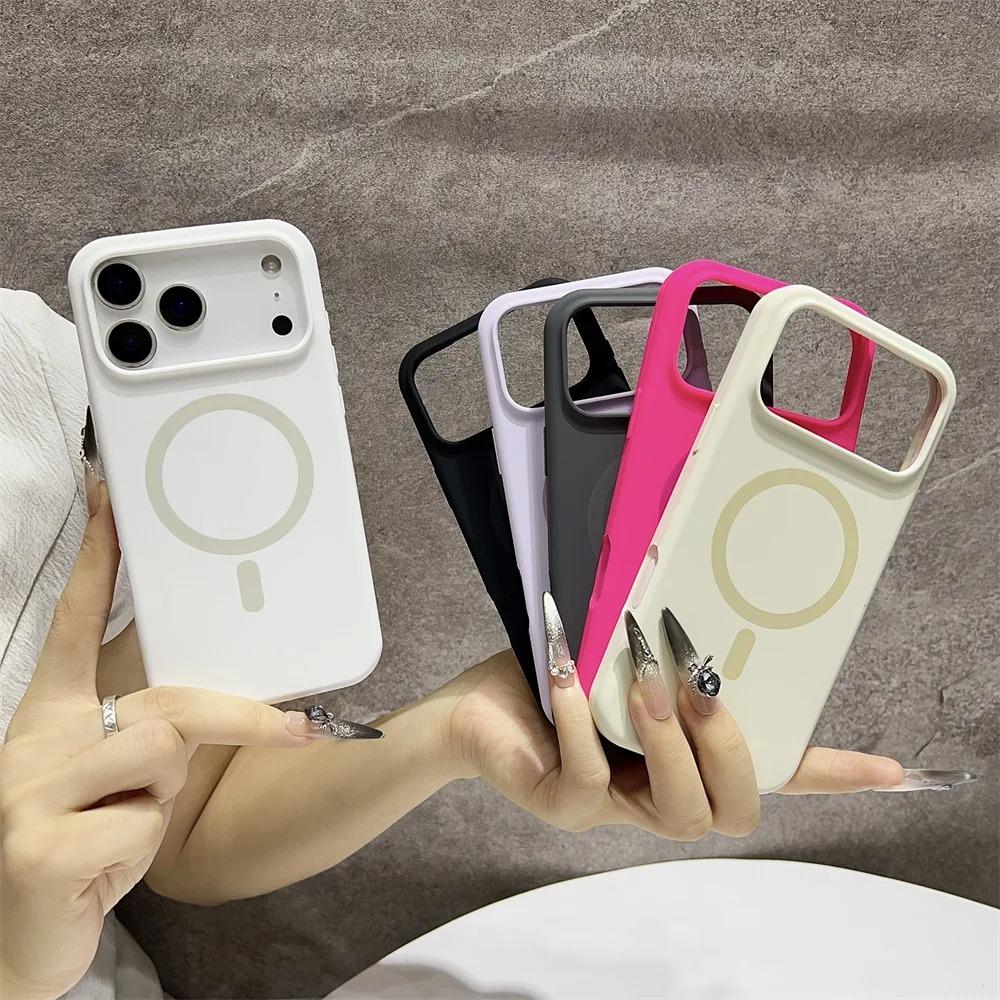 Магнитный чехол для iPhone 17 15 14 16 13 Pro Max Жидкий силиконовый чехол для iPhone17 16 Pro Max Для беспроводной зарядки Magsafe Чехол