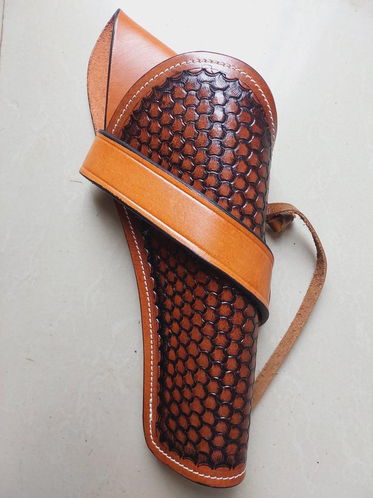 Западная кожаная кобура с перекрестным извлечением – Ручная работа из цельнозерновой кожи, ковбойский держатель для револьвера – Подходит для ствола от 4" до 6,5"