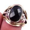 Natural Black Onex Gemstone Handmade 925 Sterling Silver Two Tone Ring S.7 Z9h29