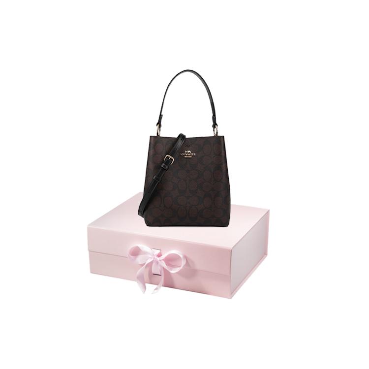 COACH Town Canvas Leather Bucket Bag , Portable Crossbody Bag , Shoulder Bag Small Women's Dark Brown (Unisex) Shoulder Bags 2312 IMAA8